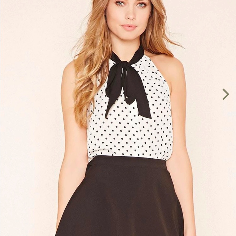 Polka Dot Halter Top with Black Bow